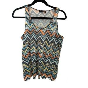 Apt 9 Multi Color Chevron Print Tank with sequins - L